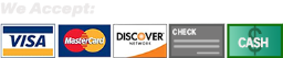 we accept visa mastercard discover check cash gvs design build